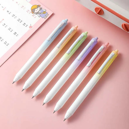 Cute Macaron rainbow Gradient Gel Pen Creative Color Student Rollerball Pen Black 0.5mm