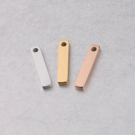 Engraved Blank Rectangle Jewelry OEM Stainless Steel Mirror Polished Engraved Pendants Colorful bar Necklace