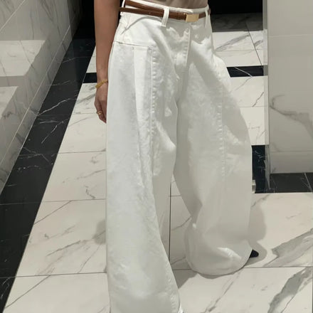 Boutique Wholesale 2026 Spring New Fashionable and Personalized High Waisted Wide Leg Straight Leg Women's Jeans
