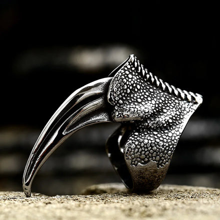 SS8-784R Viking Ravens Men Ring Norse Mythology Odin Crow Nordic Amulet Jewelry Rock Finger Animal Ring Huge Claw Ring