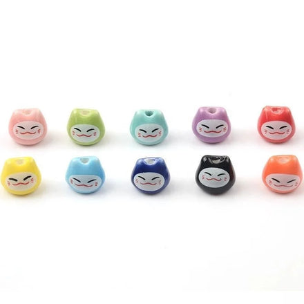 Glazed Caicai Cat Ceramic High Temperature Firing Vertical Hole Beads Handmade DIY Necklace Bead Accessories Materials