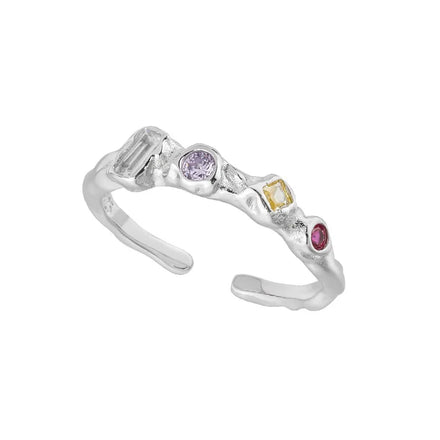 Trendy Colorful CZ Rings Jewelry Women 925 Sterling Silver Stacking Rings for Girls
