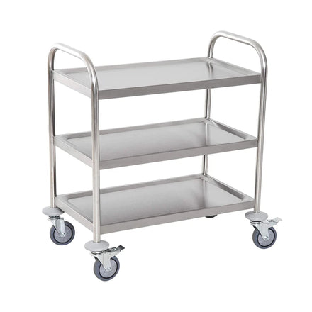 2 Layers Stainless Steel Trolley Commercial Heavy Duty Mobile Hotel Room Service Utility Cart
