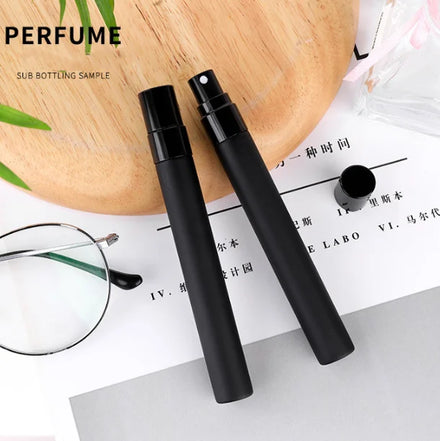 Wholesale 10ml Portable Sample Perfume Spray Bottle Empty Matte Black Glass Spray Bottle for Cosmetic Packaging