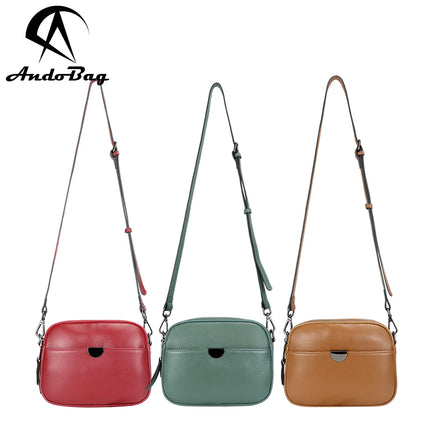 AndoBag Genuine Leather Crossbody Bags Large Capacity Shoulder Bag Women's Double Layer Mobile Phone Purse 1640