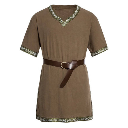 Liu Ming Vintage Men s Clothing Cotton Medieval Tunic Shirts Short Sleeve Cosplay Costume Tops