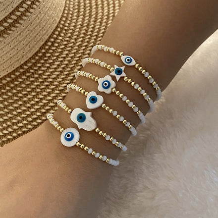 2024 New Wholesale Evil Eye Bracelets Crystal Beads Bracelet Female Hand Bracelet Fashion Jewelry Gifts for Women