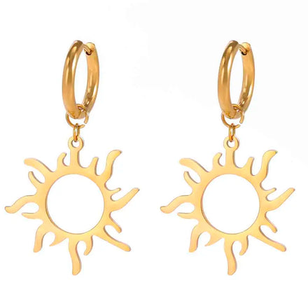 Sun Dangle Earrings 18K Gold PVD Fashion Stainless Steel Jewelry Earrings for Women