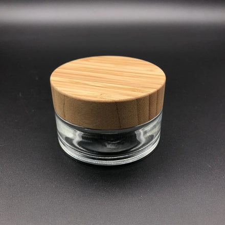 Skin Care Packaging 1oz 30ml Beauty Body Butter Eye Cream Cosmetic Glass Jar with Bamboo Lid and Plastic Screw Cap