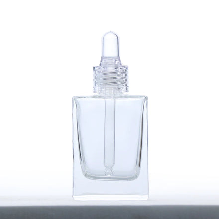 Luxury 1 oz Custom Empty Glass Dropper Bottle 20ml 30ml 50ml Thick Cosmetic Face Serum Packaging Screen Printing Surface