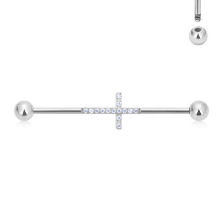 Fashion Children's Ear Piercing Cross Industrial Barbell Titanium 38mm Straight Bar Cartilage Earrings 16G Rose Gold Plated