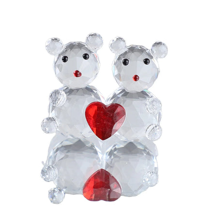 Table Decoration K9 Crystal Engraved Double Bear Cute Figurines Ornaments for Gift Sets