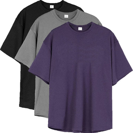 3 Pcs/lot Custom Stock Fast Delivery O-Neck Quick Drying Breathable Training Fitness Loose Oversized Custom Tees Blank Tshirt