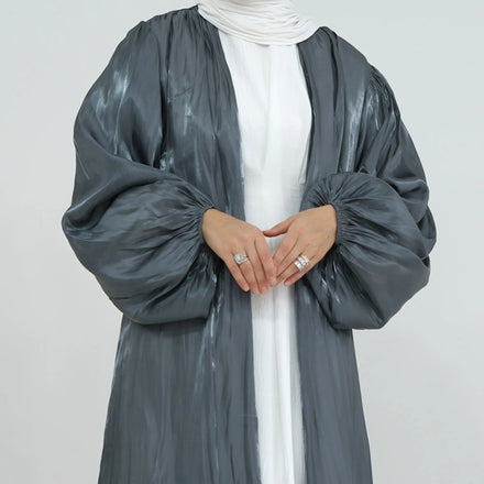 Mexizo Middle East Muslim Women Clothing Shinny Polyester See Through Spring Summer Open Abaya Islamic Dress