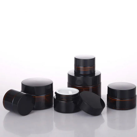 Custom 10g-50g 30g Clear Frosted Amber Glass Jar Screw Cap Cosmetic Packaging Container for Skin Care Cream Lotion 100g 500ml
