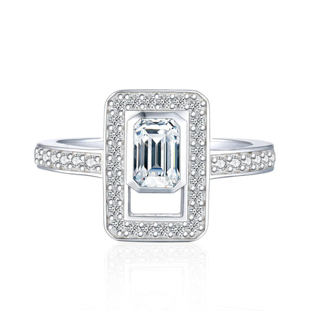 Classic Style Wedding Jewelry Rings Women 925 Sterling Silver Rhodium Plated Minimalist Engagement Crystal Luxury Couple Ring