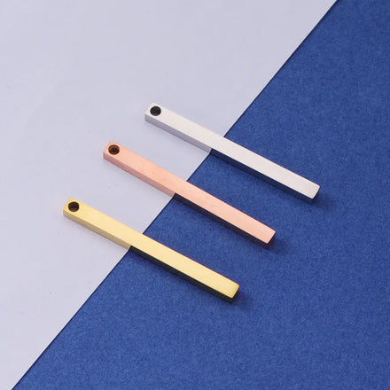 Engraved Blank Rectangle Jewelry OEM Stainless Steel Mirror Polished Engraved Pendants Colorful bar Necklace