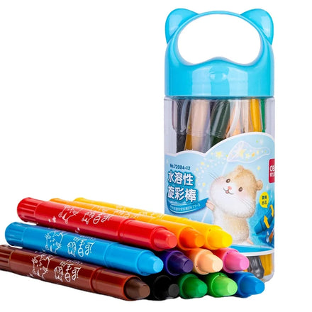 Deli 72084-12 12pcs/barrel Portable Rotatable Oil Pastel Washable Crayons for Children 80barrel*12pcs=960pcs Per Carton Set
