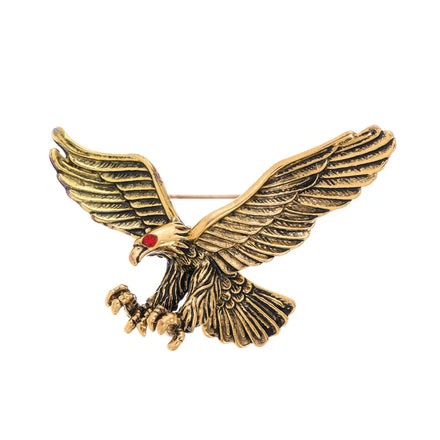 Vivid Vintage Gold Eagle Brooches Pin Big Eagle Brooch with Rhinestone