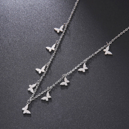 Cute Butterfly Animal Pendant Stainless Steel Necklace Fashion Jewelry Necklaces for Woman