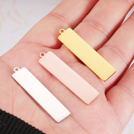 Engraved Blank Rectangle Jewelry OEM Stainless Steel Mirror Polished Engraved Pendants Colorful bar Necklace