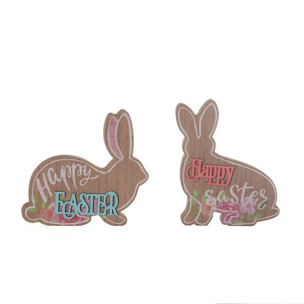 2024 Easter Creative Wooden Cartoon Rabbit Romantic and Artistic Painted Decoration Party Decorations