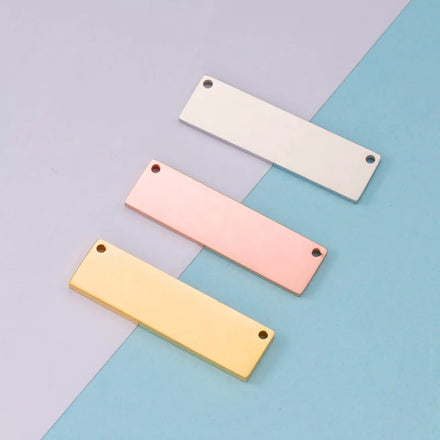 Factory Customized Personalized Rectangle Connector Hangtag Bracelet Charms Mirror Polished New Pattern Fine Pendants Charms