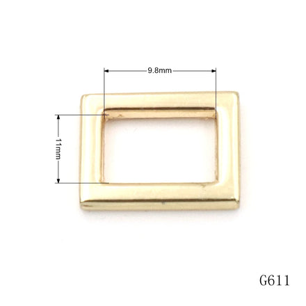 Handbag Hardware Supplier Light Gold Small 11mm Metal Rectangular Ring Loop Buckle for Bag Leather Craft
