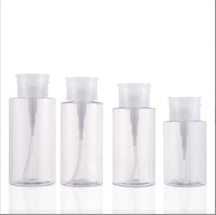 Transparent Press Type Plastic Makeup Remover Bottle 150ml 300ml Packaged Flat Shoulder Armor Water Bottle for False Eyelashes
