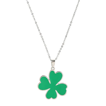 New Arrival Stainless Steel Green Four Leaf Clover Necklace for Women