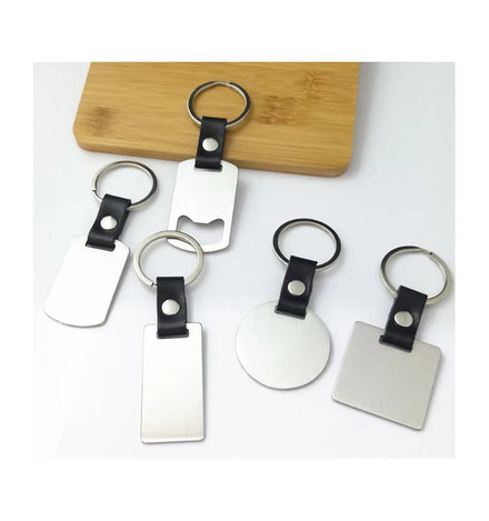 Round Rectangular Square Blank Stainless Steel Tag Keychain Laser Engraved Logo Blank Bottle Opener Keychain Keyring