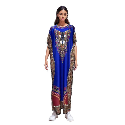 New Popular Fashion Casual Loose Bright Colors Middle East Africa Summer Printed Women Dress