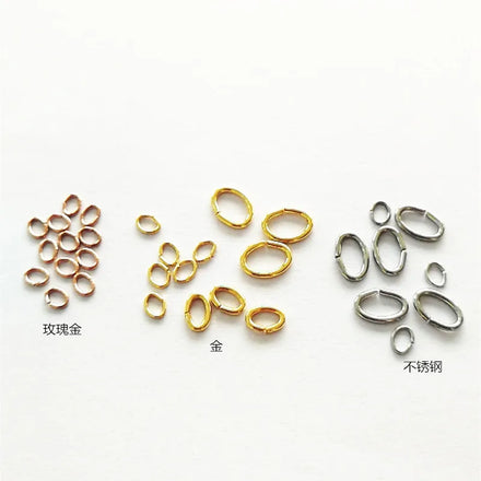 Hot Sale DIY Fashion Jewelry Making Findings Gold Plated Stainless Steel Oval Open Side Egg Shaped Jump Ring