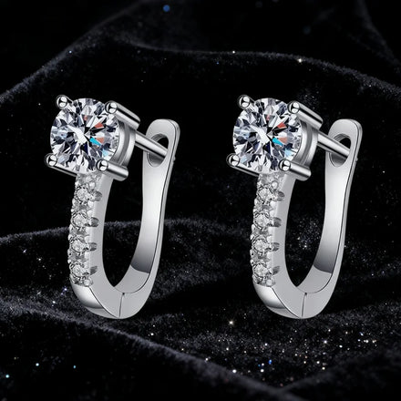 Classic U-shaped S925 Silver Moissanite Earrings Earrings for Women Precision Quality D Color Moissanite Earrings