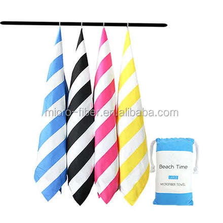 Custom Logo Microfiber Beach Towel Lightweight and Sand-Free Absorbent Striped Square and Rectangle Shapes Printed Technique