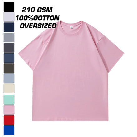 Hip Hop Plain Blank 210gsm Drop Shoulder Boxy Fit T-Shirt 100% Cotton Wholesale O-Neck Oversize Hombre T Shirt