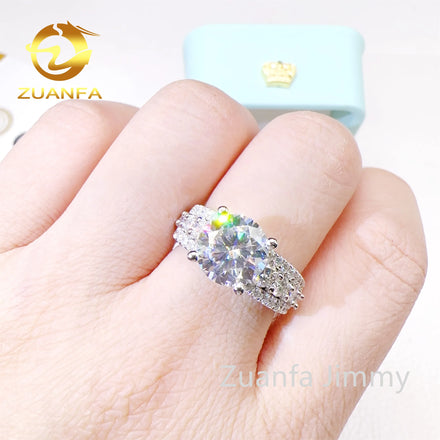 Pass Diamond Tester Elegant Bridal Jewelry 925 Silver 10k 14k Solid White Gold Brilliant Moissanite Diamond Engagement Ring Set