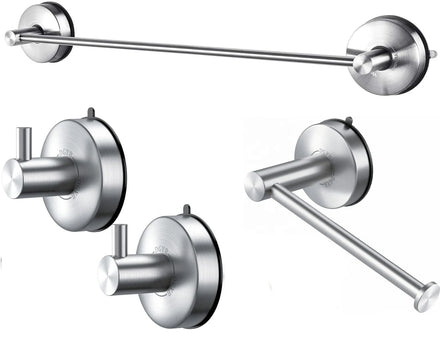 Stainless Steel Wall Mount Bathroom Hardware Accessory Kit Vacuum Suction Cup Towel Bar Set