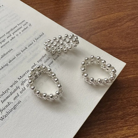 Handmade Sterling Silver Beaded Ring Simple & Stretchy 925 Silver Minimalist Jewelry for Every Day