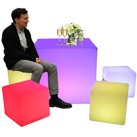 Illuminated Garden Cubes Waterproof Square Seat Outdoor Wireless Remote Control Flashing Led Cube Light Cube