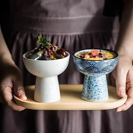Vintage Ceramic High Legged Bowls Dessert Bowl Pudding Ice Cream Cups Plates Snacks Cold Dishes Soup Bowls Appetizers
