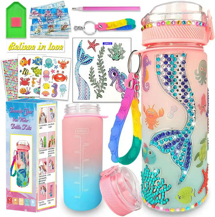 Decorate Your Own Water Bottle Kits Girls Mermaid Gem Diamond Painting Crafts Fun Arts and Crafts Gifts Toys