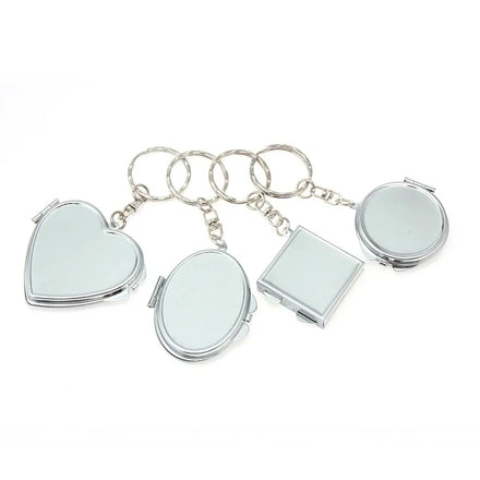 Heart Keychain Mirror Blank Sublimation Customized Metal Pocket Compact Mirror Keychain