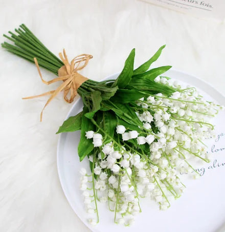 Realistic White Bell Orchid Bouquet Plastic Floral Artificial DIY Wedding Home Material for Christmas Decorations