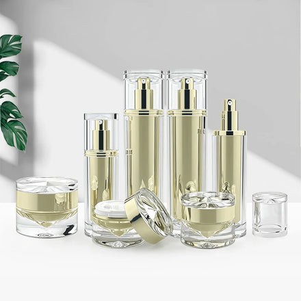 Round Gold Luxury RTS 15g 20g 30g 50g Recycled Acrylic Cosmetic Jars with Lids