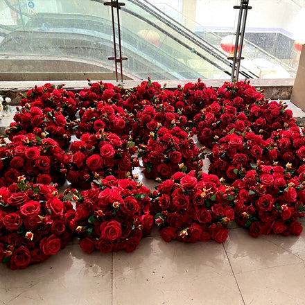 EG-WD93 Artificial Wedding Red Large Flower Balls Centerpieces Silk Red Rose Artificial Flower Balls