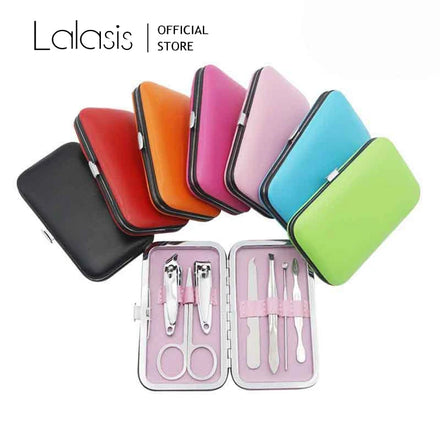 Lalasis 7 Pieces of Nail Clippers Set Scissors Tweezers Ear Picks with Practical Manicure Set Tools a Variety of Colors