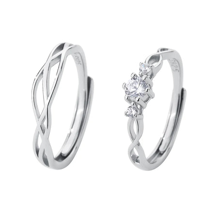 Wholesale New Luxury Shiny Diamond Rings Trendy Couple Rings Gift Fashion 925 Sterling Silver Wedding Rings Women Men Jewelry