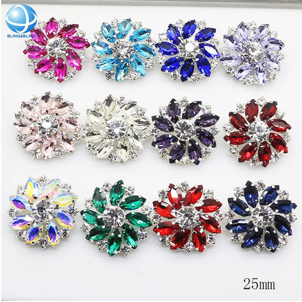 2026 New Arrival Jewel Shiny Diamond Buttons Flat Back Crystal Buckles Sew on Garments Embellishment