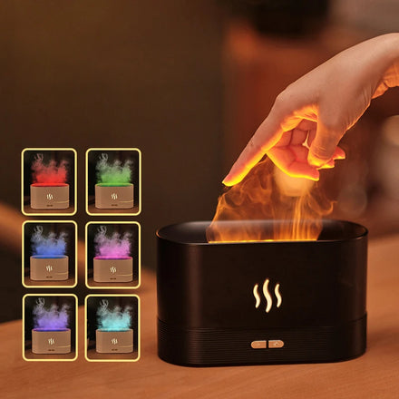 USB Simulation Flame Diffuser Colourful Home Office Gift Ambient Light Desktop 3D Flame Humidifier Atomiser